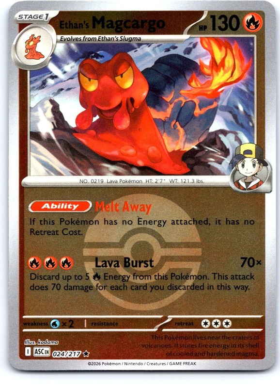 Ethan’s Magcargo (Poke Ball) 024/217 Holo AH Pokemon Reverse Holo NM