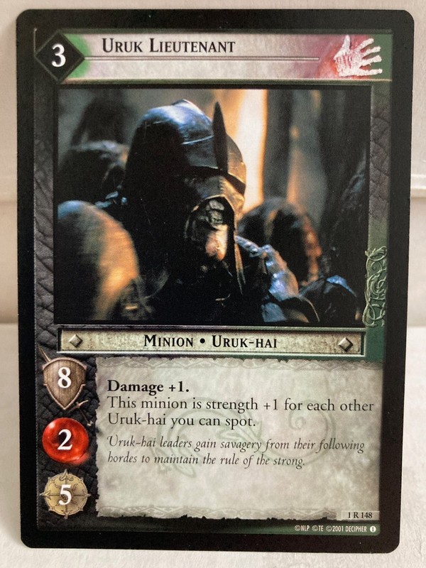 LOTR TCG Uruk Lieutenant 1R148 Fellowship of the Ring LP/NM Decipher