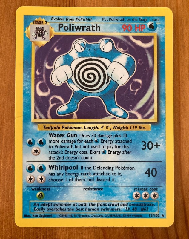 [LP-MP] Poliwrath #13 013/102 Base Set Holo Pokémon