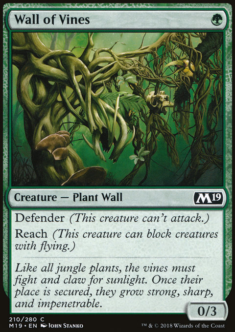 Magic the Gathering MTG Wall of Vines (210) Core Set 2019 MP