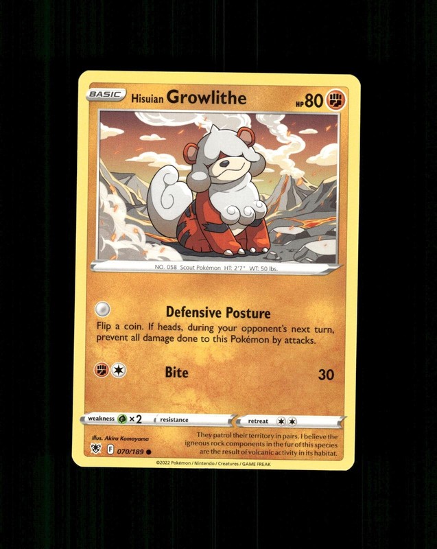 Hisuian Growlithe 070/189 Common Astral Radiance Pokemon Near Mint