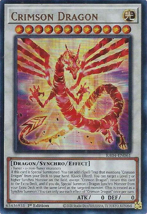 3x Crimson Dragon (UR) Ultra Rare RA04-EN061 NM Quarter Century Stampede playset