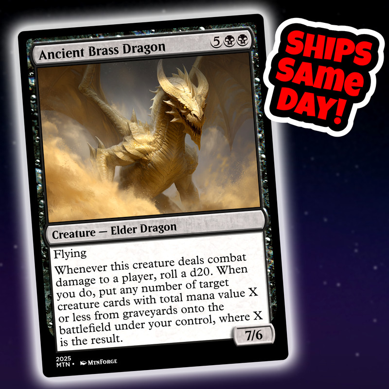 Ancient Brass Dragon – Custom Art Magic: The Gathering Playtest Card – Commander