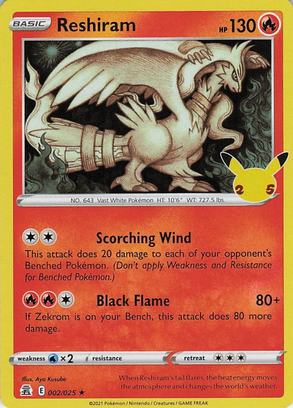 Reshiram Holo Holo Rare Celebrations 002/025 NM
