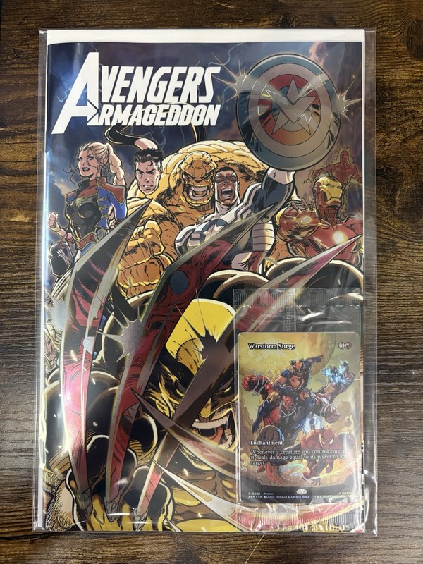 Marvel Avengers Armageddon Virgin Cover Foil + Sealed Warstorm Surge Foil Promo