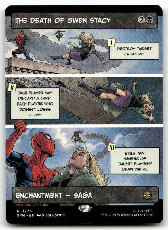 The Death of Gwen Stacy (Borderless) #223 (NM) Spider-Man SPM Magic MTG