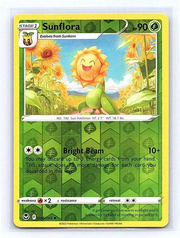 Sunflora Reverse Holo 006/195 SWSH12: Silver Tempest Uncommon NM