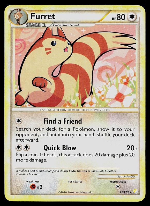 Pokemon Card – Furret HeartGold & SoulSilver 21/123 Rare
