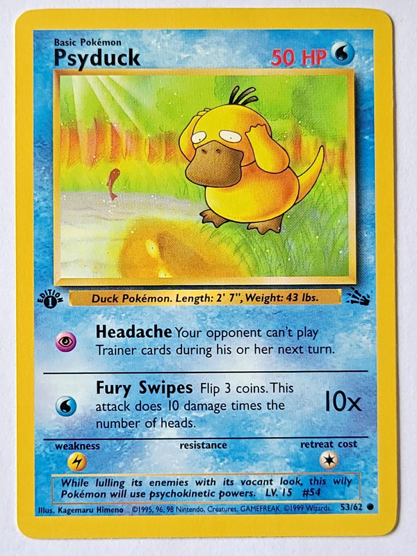 Pokemon TCG: Psyduck Fossil 1st Edition #53/62 Near Mint (NM)