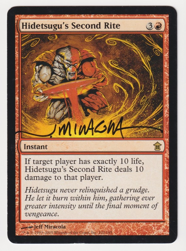 Signed Hidetsugu’s Second Rite MP Saviors of Kamigawa Artist Jeff Miracola MTG!