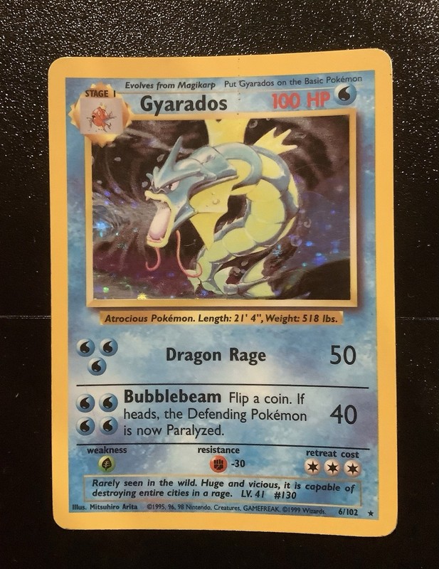 Pokémon Gyarados Holo Rare Base Set 6/102 WOTC Vintage 1999