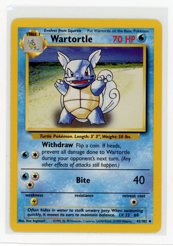 Pokemon Base Set #042/102 Wartortle F5