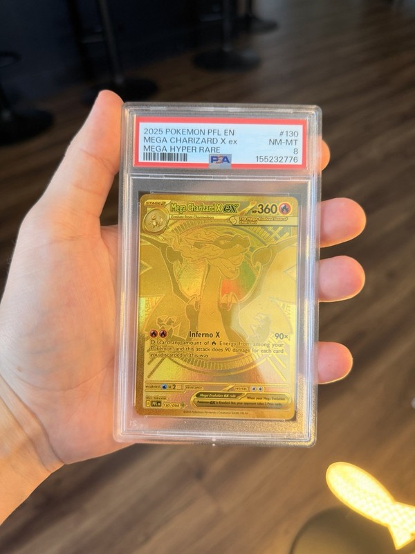 PSA 8 MINT Pokemon Mega Charizard X ex Gold 130/094 Phantasmal Flames (English)