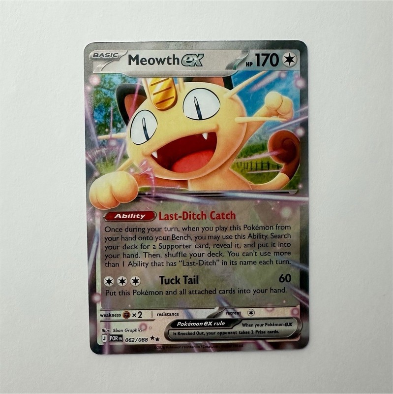 Pokémon TCG Meowth ex Full Art Holo Double Rare 062/088 PERFECT ORDER EN NM