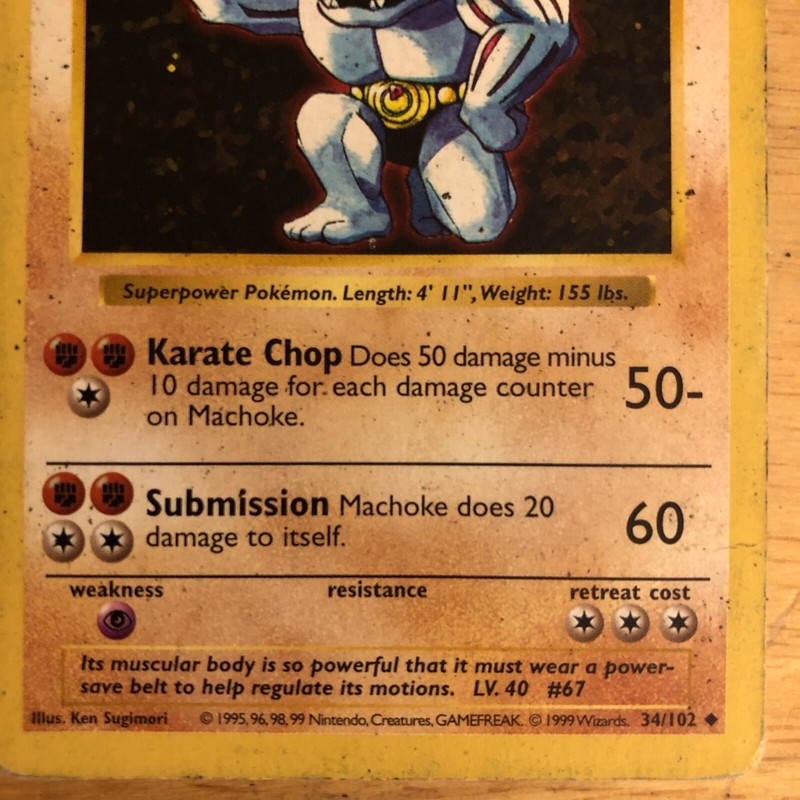 1999 Wizards Pokémon TCG Machoke Shadowless 34/102 Low-Grade Poor gallery