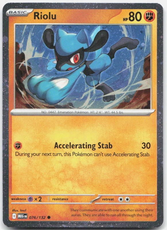Riolu (Cosmos Holo) 076/132 Holo Miscellaneous Cards & Products Pokemon hncl NM