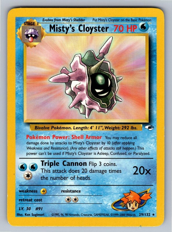 Misty’s Cloyster 29/132 Rare Gym Heroes Pokemon Unlimited Lightly Played
