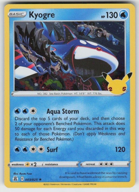 GGC – 3 Holo Kyogre 003/025 Holo Rare Celebrations