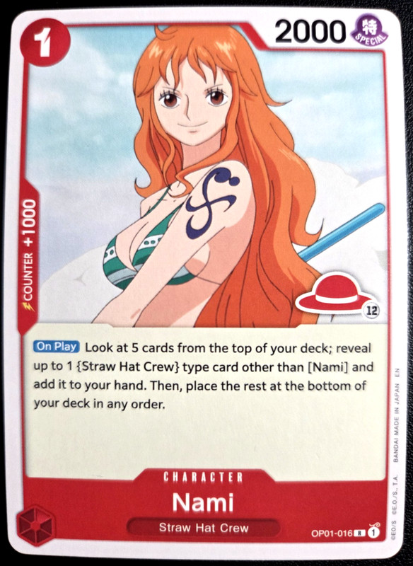 Nami OP01-016 Rare ONE PIECE Tcg Card Game NM Red Reprint
