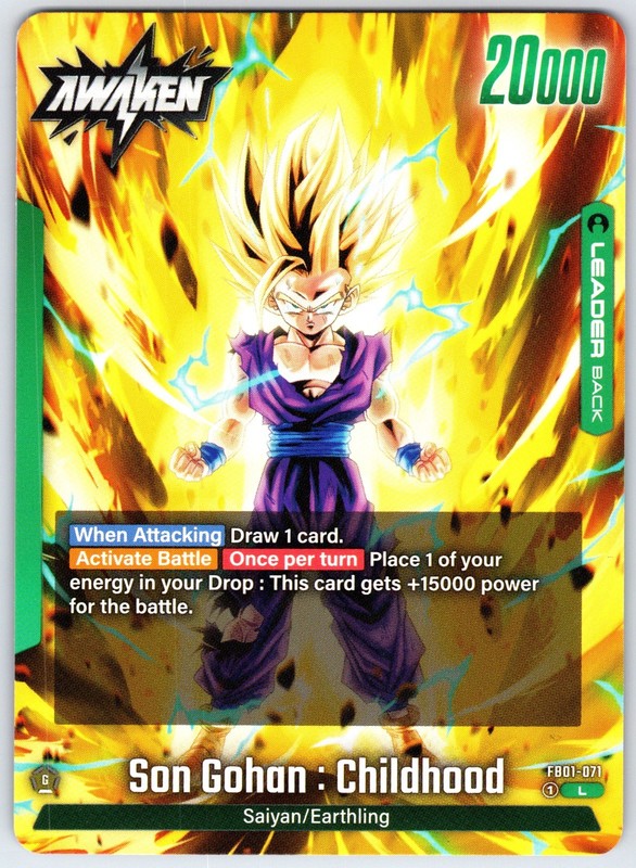 Son Gohan : Childhood FB01-071 L Awakened Pulse Dragon Ball Super Near Mint