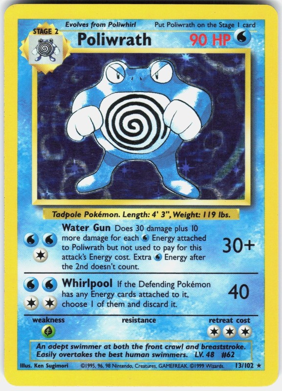 Poliwrath Holo Rare Base Set 013/102 LP