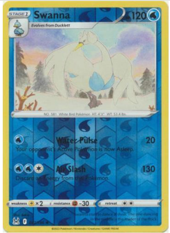 Swanna – 047/196 – Reverse Holo – Pokemon – Lost Origin – NM/M – New