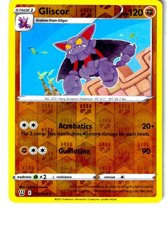 Gliscor 072/163 Uncommon Battle Styles Pokemon Reverse Holo Lightly Played