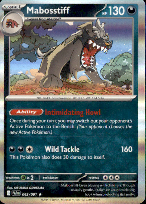 Mabosstiff – Holo Rare SV: Paldean Fates 063/091 NM KIYOTAKA OSHIYAMA 2024