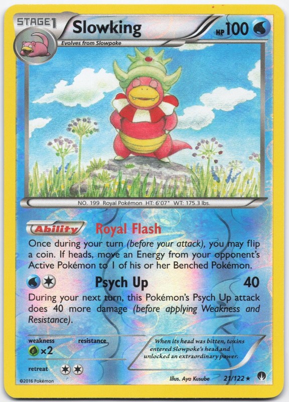 Slowking 21/122 Holo Rare BREAKpoint Pokemon Reverse Holo Lightly Played