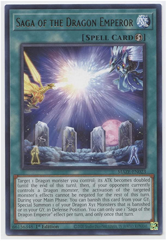 Yu-Gi-Oh! Saga of The Dragon Emperor – MAZE-EN023- Rare – 1st Ed – NM/M -NEW