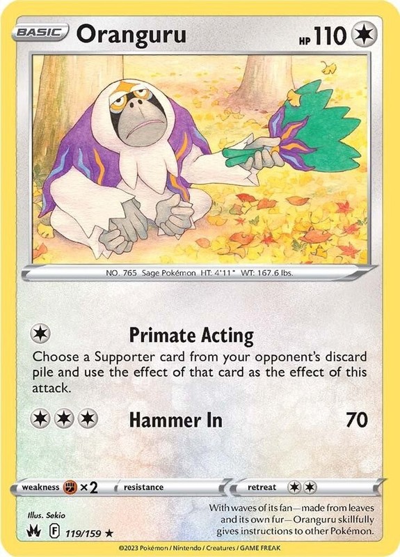 Oranguru Rare Reverse Holo SWSH: Crown Zenith 119/159 NM