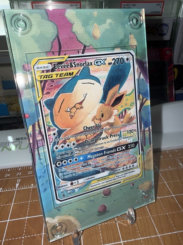 Eevee & Snorlax GX TAG TEAM Full Art Holo Promo SM169 Extended Art Case