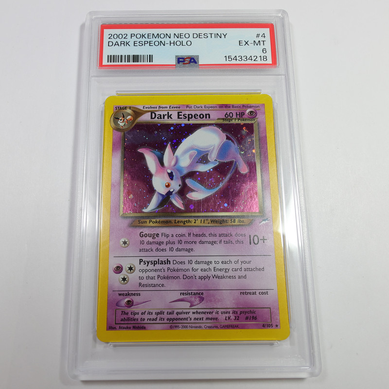 2002 PSA 6 EX MT – Pokemon Neo Destiny Dark Espeon 4/105 Holo Card #60954B
