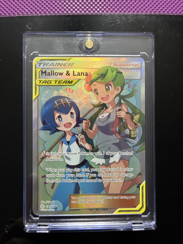 Pokemon TCG Mallow & Lana Full Art Holo Card 231/236 Sm-Cosmic Eclipse