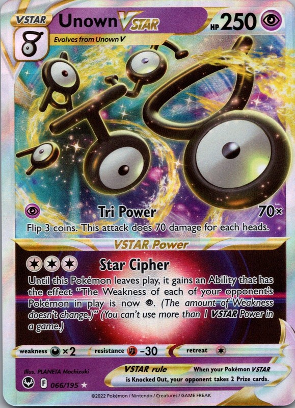 Unown VSTAR 066/195 SWSH12: Silver Tempest NM
