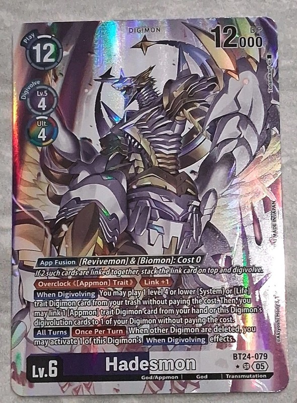 Hadesmon Alternate Art SR BT24-079 Digimon Card Game Time Stranger Tcg RARE NM