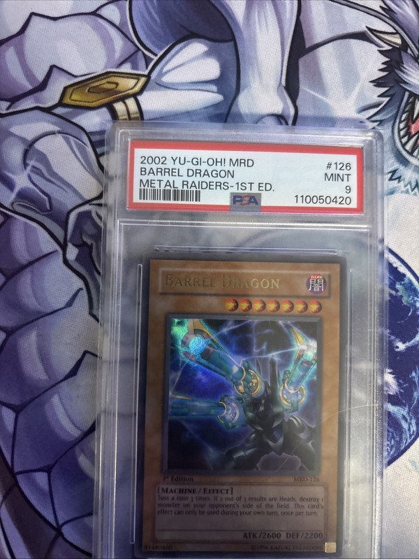 YUGIOH PSA 9 2002 Barrel Dragon MRD-126 Ultra Rare 1st Edition gallery