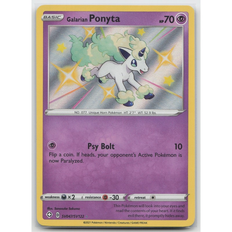 Galarian Ponyta Holo Shining Fates: Shiny Vault SV047/SV122 SHR NM Pokemon