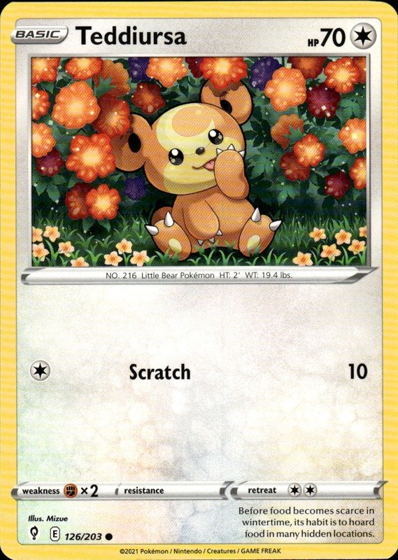 Teddiursa 126/203 SWSH07: Evolving Skies Common Colorless Mizue