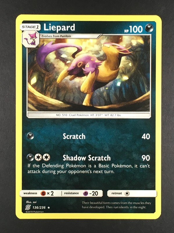 Pokemon TCG Liepard 136/236 Unified Minds Regular Rare NM/M