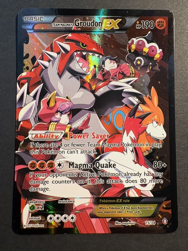 2015 Pokemon Team Magma’s Groudon Ex Double Crisis Holo 15/34 MP