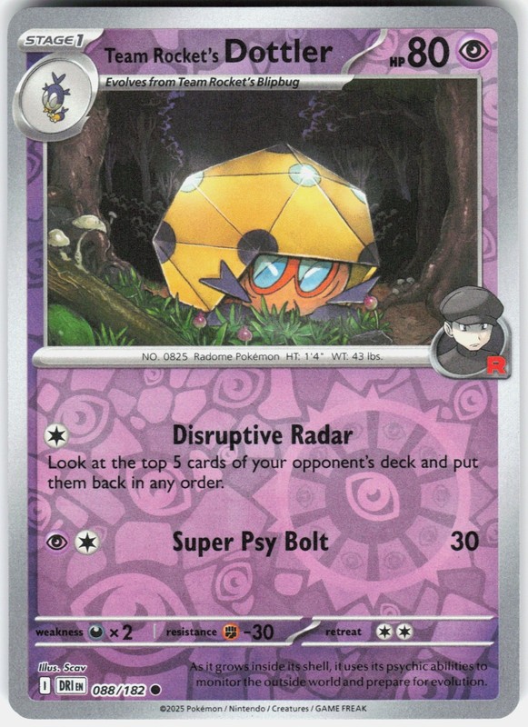 Team Rocket’s Dottler Reverse Holo SV10: Destined Rivals 088/182 NM GOTO minori