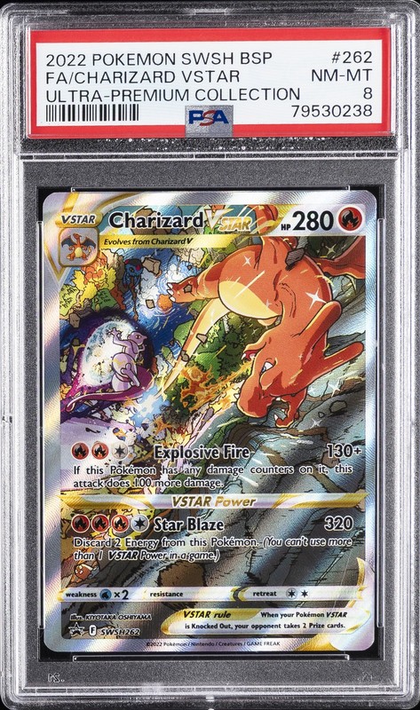 2022 POKEMON SWSH BLACK STAR PROMO #262 FULL ART/CHARIZARD VSTAR PSA 8