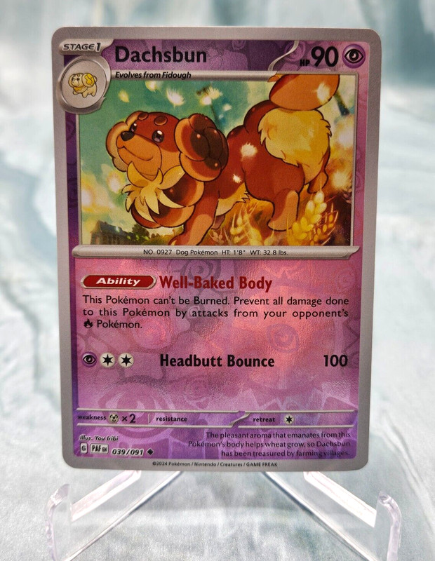 Pokémon – Dachsbun 039/091 UC Reverse Holo Paldean Fates – NM