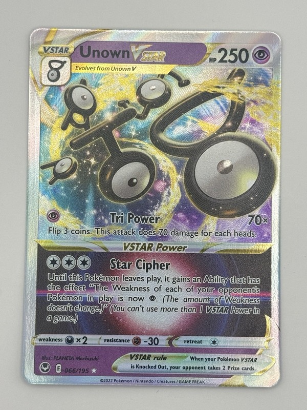 Unown VSTAR 066/195 Silver Tempest Holo Rare Pokemon Card NM