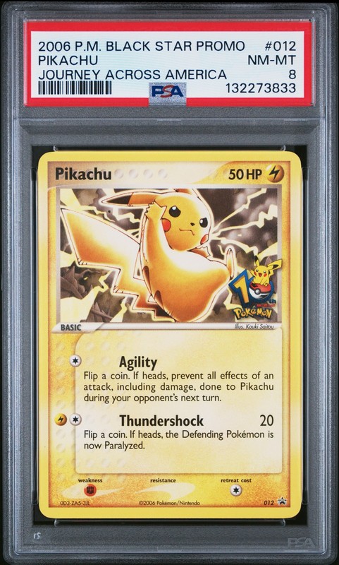 2006 POKEMON BLACK STAR PROMOS JOURNEY ACROSS AMERICA #012 PIKACHU PSA 8
