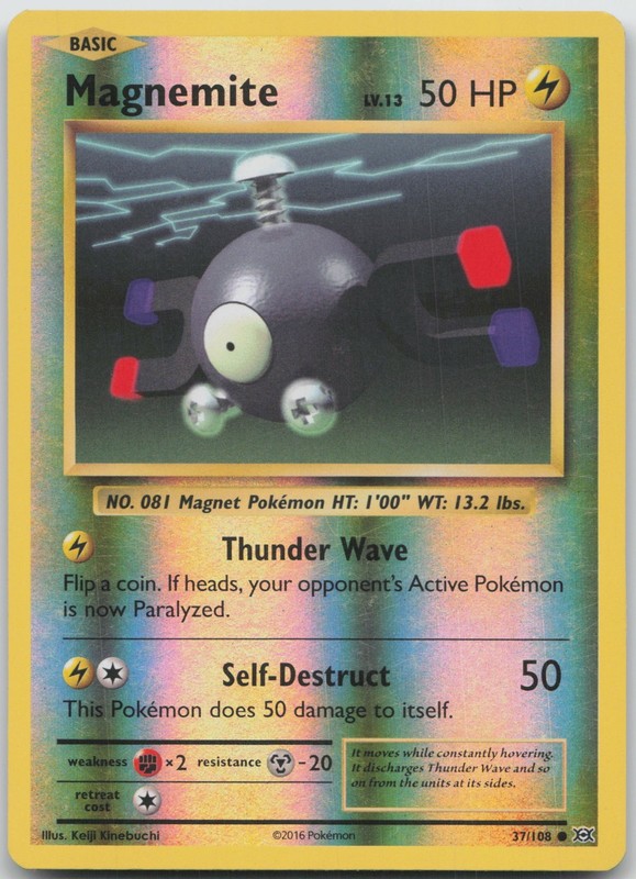 Magnemite 37/108 Common Evolutions Pokemon Reverse Holo LP/MP