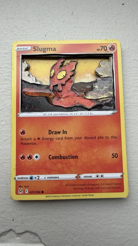 Slugma 021/196 Shadowbox 3D Custom Pokémon Card