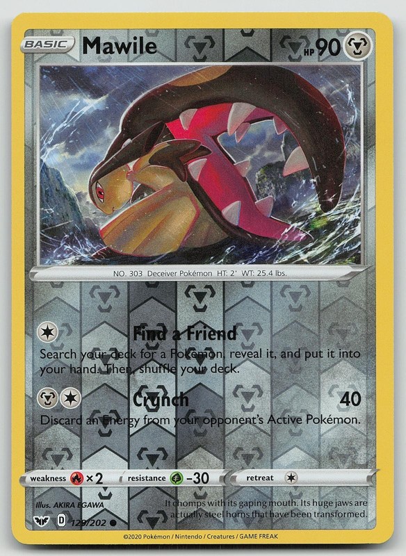 Pokemon Mawile 129/202 Sword & Shield Common Reverse Holo NM