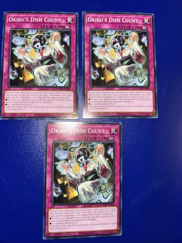 3x Yugioh Playset Okiku’s Dish Count DOOD-EN080 Common 1st Ed Near Mint